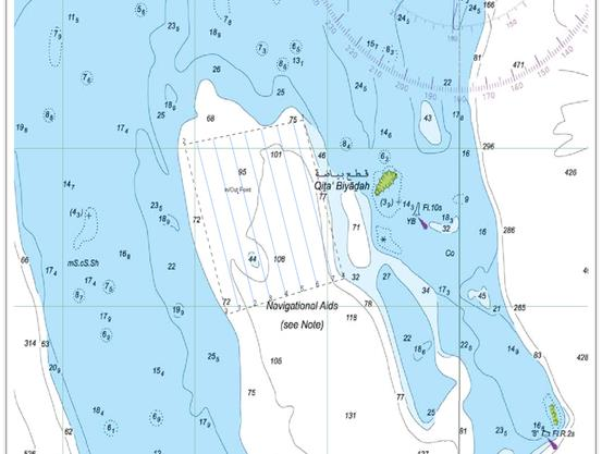 Navigation chart of Bayada showing depth soundings